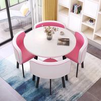 Table de réunion et de négociation moderne avec plateau en bois et structure métallique, 1 table et 4 chaises, ensemble table et chaises BTDT005 pour bureau