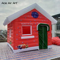 Tente géante Maison de Noël gonflable Grotte du Père Noël pour Noël Décorations de vacances et événements promotionnels Maison gonflable du Père Noël