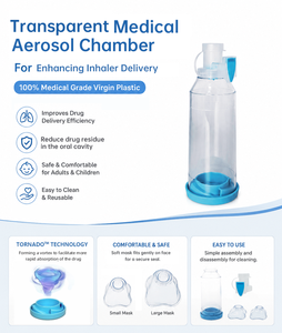 <span class=keywords><strong>Chambre</strong></span> d'<span class=keywords><strong>inhalation</strong></span> KAIYI pour améliorer la respiration, pour asthme, en PVC de qualité médicale bleu, 220 ml, certifiée CE ISO13485 Classe I - Product Image 4