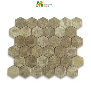 Wholesale Marble Arabescato Hexagon Tile Beige Marble Mosaic Tile Chevron 15 x 110 Carrara Honed Natural Marble Mosaic