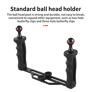 Estabilizador de bandeja de aluminio extensible con manijas dobles, empuñadura de soporte de mango de buceo para carcasa de cámara subacuática <span class=keywords><strong>Go</strong></span> <span class=keywords><strong>Pro</strong></span>/Canon/<span class=keywords><strong>Sony</strong></span> - Product Image 5