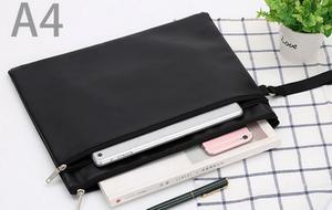 Bonita cartera A4, bolsa plana para documentos, bolsa con cremallera y logotipo personalizado, sobre de cuero suave, bolsa de maquillaje - Product Image 4