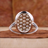 Bague de fiançailles en or massif 14K 18K avec diamant de laboratoire 2 carats ovale, monture dôme, serti clos et pavé, certifiée IGI CVD/HPHT
