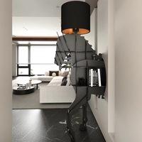 Table console d'entrée avec sculpture de cheval et lampadaire intégré, table d'appoint de rangement de style moderne en forme d'animal pour hall