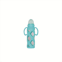 240ML botol bayi kaca ultra-tahan lama mudah dibersihkan bebas residu untuk bayi baru lahir 0-12 bulan termasuk penutup pelindung silikon gratis