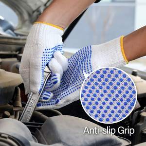 Guantes de algodón de mano a granel de construcción calibre 7 De fábrica calibre 10 guantes de trabajo industrial de algodón de punto de lunares de PVC - Product Image 2