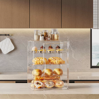 Étagère de présentation en acrylique transparent multicouche avec porte magnétique, étagère de rangement alimentaire de table pour biscuits, pain, gâteaux, boîte de présentation de boulangerie