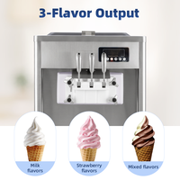 Machine à glace commerciale OEM ODM pour cornets et coupes glacées, 3 saveurs, avec compresseur