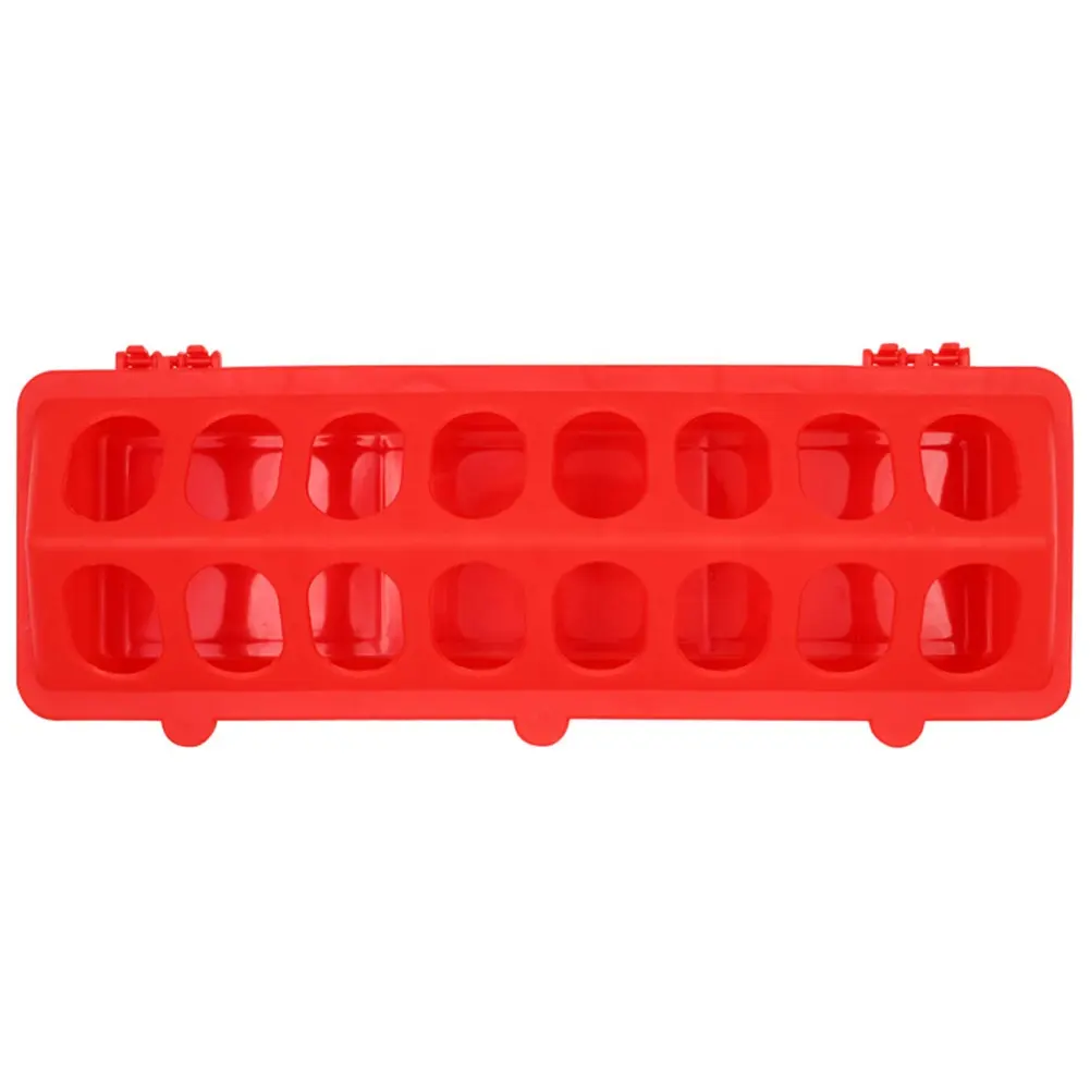 Poultry Equipment Large Rectangular Chicken Feeder 16 Holes Red Plastic Feeders chicken feeder hole