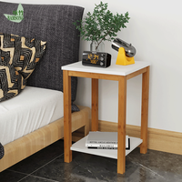 Table basse carrée à double niveau, plateau blanc, double espace de rangement pour salon, canapé et chambre à coucher, table d'appoint minimaliste