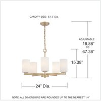 Lustre 5 lumières or brossé style Mid-Century, abat-jour en verre dépoli, certifié ETL, LED ovale/carré, contemporain, pour salle de bain et salon