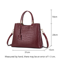 Sac fourre-tout chic en cuir croco gaufré avec poignée supérieure pour femme – Sacs à main professionnels spacieux et élégants – Sac bandoulière intemporel pour femme