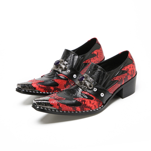 NA866 Scarpe da Uomo Nere <span class=keywords><strong>e</strong></span> Rosse con Punta in Ferro, Eleganti in Pelle, Slip-on, Oxford per Affari <span class=keywords><strong>e</strong></span> Feste - Product Image 1