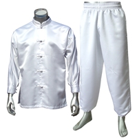 Uniforme de Tai Chi en satin léger 100% polyester, comprenant une veste et un pantalon à taille élastique avec cordon de serrage