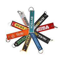 Porte-clés en tissu personnalisé avec logo d'usine, étiquette personnalisée double face, texte et broderie, patch tissé, étiquettes pour porte-clés