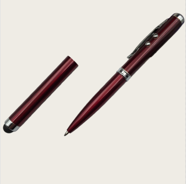 Multifunctional 650nm 4 in 1 Red Laser Pointer LED Light Ballpoint Pen Touch Screen Pen