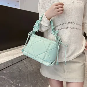 Nylon Tote Fashion Hand Shoulder Bag Sling Bags For Women Wrinkle Lace Pleated Drawstring Crossbody Bag