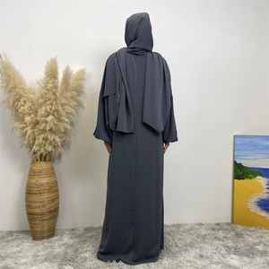 6675 PK# Newest Come <b>Back</b> Design Smooth Nida Scarf Sewn Together With Dress Women Muslim Prayer Khimar Abaya Dress - Product Image 4