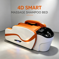 Lit de lavage capillaire électrique massant 4D robotisé avec 11 modes de massage, unité de lavage dorsale réglable en cuir PU pour salon