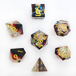 Juego de dados de resina de borde afilado para RPG Dungeons & Dragons juego de mesa negro rojo transparente lentejuelas poliédricas resina DND juego de dados - Product Image 2
