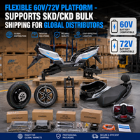 Scooter électrique pour adultes 60V 72V, moteur étanche 850W, absorption des chocs hydraulique, SKD CKD, vente en gros de motos électriques