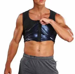 Fermuar tarzı erkek spor ve fitness shapewear, ter esneklik korse, terli shapewear sauna yeleği