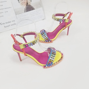 Pink High <strong>Heels</strong> Sandals Bling Crystal Sandals <strong>Sparkly</strong> Multi-Color Rhinestone Dress Pumps Patchwork Women Shoes <strong>Heels</strong> Size 10 - Product Image 3