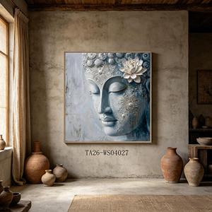 Impression sur toile <span class=keywords><strong>Zen</strong></span> Bouddha Lotus bleu argenté, décoration spirituelle encadrée <span class=keywords><strong>pour</strong></span> studio de yoga et <span class=keywords><strong>chambre</strong></span> <span class=keywords><strong>à</strong></span> <span class=keywords><strong>coucher</strong></span> - Product Image 3
