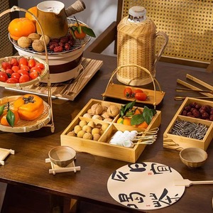 Custom-made tea <b>tray</b> with nine or four compartments, wooden <b>snack</b> <b>tray</b>, dried fruit <b>tray</b>, tea caddy, and solid wood <b>tray</b> for - Product Image 1