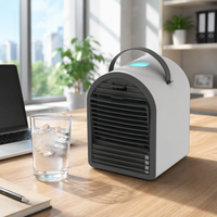 Ventilatore Portatile Elettrico da Tavolo con Velocità Regolabile, Mini Raffreddatore d'Aria con Serbatoio da 700ml, Umidificatore con Cubetti di Ghiaccio, Ventilatore DC per Casa e Hotel