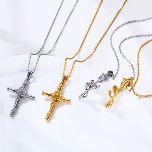 Pendentif <span class=keywords><strong>boussole</strong></span> Medusa en or 18k, collier en acier inoxydable, plaqué or, Rose fleur, 31mm, pour femmes, offre spéciale - Product Image 2