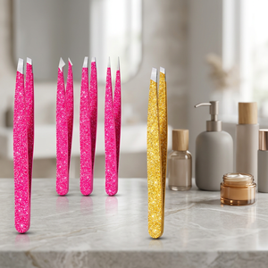Juego de Pinzas para Cejas de Lujo en Rosa y Dorado, Punta Puntiaguda, Acero Inoxidable, Herramientas Profesionales de Precisión - Product Image 2