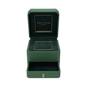 Octagonal Shape Double-deck Jewelry Box Green Pu Leather Jewelry Packaging Box Snap Button Jewelry Box Packaging
