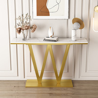 Table console Tribesigns avec plateau en faux marbre, table d'entrée longue et moderne avec cadre doré, table de canapé