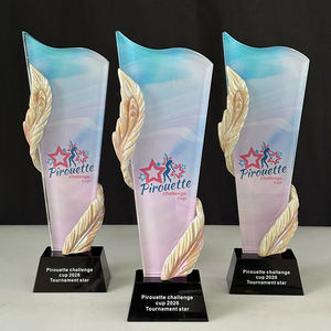 Trofeo <span class=keywords><strong>de</strong></span> Cristal Óptico con Pluma <span class=keywords><strong>de</strong></span> Resina <span class=keywords><strong>Rosa</strong></span> e Impresión a Todo Color MH-MJ0760 - Product Image 3