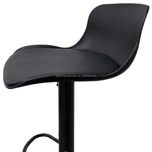 Taburete de Bar Alto Cromado Negro en Oferta, Taburete Giratorio Ajustable con Cojín de Cuero PU <span class=keywords><strong>para</strong></span> Isla de Cocina - Product Image 4