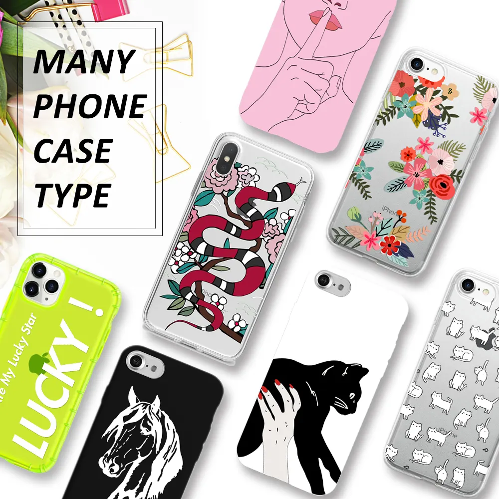 Cartoon design flower Fashion Transparent Soft TPU Phone Cover Case Silicone Phone Case For Iphone 11 X 8 7 6 Plus