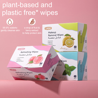 Lingettes humides UUKKG Pêche Citron Menthe Rafraîchissantes pour le démaquillage, Lingettes nettoyantes jetables pour le visage, Emballées individuellement