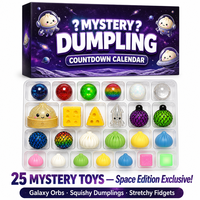 Calendrier de l'Avent Southpeak Toy Mystery Dumpling Édition Spatiale 25 Boîtes Mystères Jouets Squishy Fidget Orb Ball 18x12cm MOQ40 OEM WS