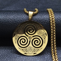 Collier unisexe en acier inoxydable plaqué or 18 carats PVD, motif nœud celtique, tendance, amulette de géométrie sacrée, lien yoga, méditation, bouddhisme