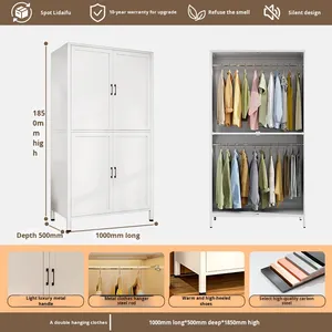 <span class=keywords><strong>Armario</strong></span> de Almacenamiento Multifuncional de Acero Moderno y Práctico, <span class=keywords><strong>Armario</strong></span> Combinado de Fácil Montaje para Dormitorio de Alquiler, Ahorro de Espacio para Ropa - Product Image 6