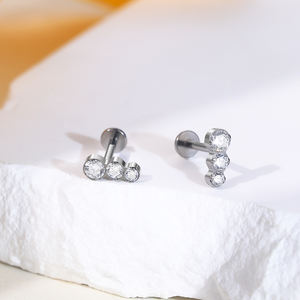 Lingchee Titanium Interne Schroefdraad <span class=keywords><strong>Labret</strong></span> Lip Studs 3 Ronde Zirkoon Oorbellen Oor Kraakbeen Helix <span class=keywords><strong>Piercing</strong></span> Sieraden - Product Image 2