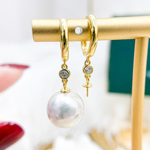 Accessoires en argent S925 pour la création de bijoux, plateau vide avec perles rondes de 8 à 13 mm, bijoux simples pour boucles d'oreilles pendantes tendance 21558 - Product Image 1