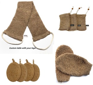 Guantes Exfoliantes de Cáñamo Biodegradables con Logotipo Personalizado, Guante Exfoliante de Ducha de Yute y Algodón, Esponja Vegetal, Cinturón Exfoliante Corporal - Product Image 3