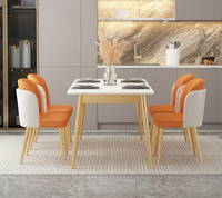 Ensemble de table et de chaises de salle à manger en marbre de luxe léger, rectangulaire, pour petit appartement