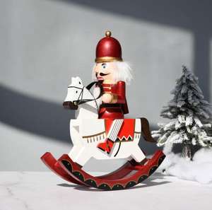 Schiaccianoci Decorativo 30cm, Ornamenti in Legno, Cavallo a Dondolo, Cavallo da Guerra in Legno, Schiaccianoci - Product Image 4