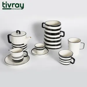 Tivray – tasses et soucoupes à thé en céramique de Style moderne, ensemble de tasses et soucoupes en porcelaine, tasse à café et à thé