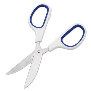 Stainless Steel Household Scissors White And Blue Straight Head Office Paper Cutting Home Use 0041 - Product Image 2