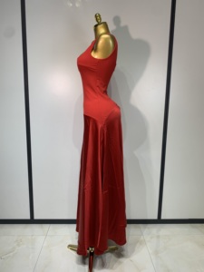 Abito Lungo Aderente <span class=keywords><strong>Rosso</strong></span> Sexy da Donna, Vestito <span class=keywords><strong>di</strong></span> Lusso per Feste <span class=keywords><strong>di</strong></span> Compleanno, Serate ed Eventi Nuziali, Design Elegante e Minimalista - Product Image 3