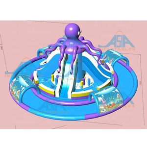Jeux pour enfants pieuvre <span class=keywords><strong>gonflable</strong></span> château sautant parc aquatique <span class=keywords><strong>avec</strong></span> piscine à toboggan sur intérêt foncier pour les enfants jouant à la natation - Product Image 2